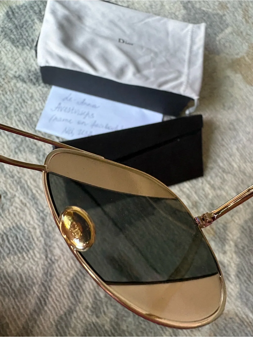 Dior Men’s Gold Frame Aviator Sunglasses with Brown/Gold Lenses